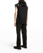 Load image into Gallery viewer, Men’s Black Hooded Genuine Leather T-Shirt With Cotton Panels