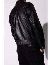 Load image into Gallery viewer, Men’s Black Leather Shirt Denim Style