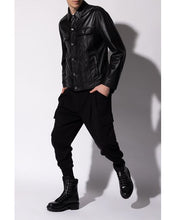 Load image into Gallery viewer, Men’s Black Leather Shirt Denim Style