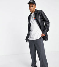 Load image into Gallery viewer, Men’s Black Oversized Leather Shirt With Belt