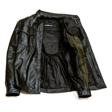 Load image into Gallery viewer, Men’s Black Padded Biker Genuine Leather Shirt