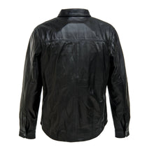 Load image into Gallery viewer, Men’s Black Padded Biker Genuine Leather Shirt