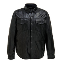 Load image into Gallery viewer, Men’s Black Padded Biker Genuine Leather Shirt