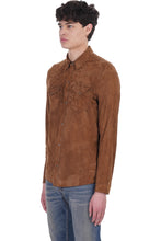Load image into Gallery viewer, Men’s Tan Brown Suede Leather Shirt left side view