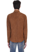 Load image into Gallery viewer, Men’s Tan Brown Suede Leather Shirt back view