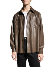 Load image into Gallery viewer, Men’s Chocolate Brown Genuine Leather Shirt