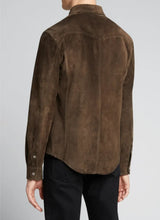 Load image into Gallery viewer, Men’s Classic Chocolate Brown Suede Leather Shirt
