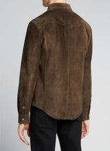 Load image into Gallery viewer, Men’s Classic Chocolate Brown Suede Leather Shirt