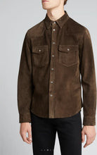 Load image into Gallery viewer, Men’s Classic Chocolate Brown Suede Leather Shirt