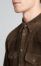 Load image into Gallery viewer, Men’s Classic Chocolate Brown Suede Leather Shirt