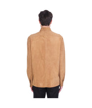 Load image into Gallery viewer, Men’s Cream Brown Suede Leather Shirt
