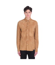 Load image into Gallery viewer, Men’s Cream Brown Suede Leather Shirt