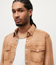 Load image into Gallery viewer, Men’s Cream Brown Suede Leather Shirt Jeans Style