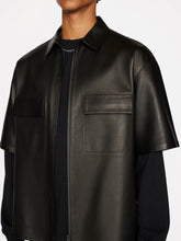 Load image into Gallery viewer, Men’s Half Sleeves Black Genuine Sheepskin Leather Shirt