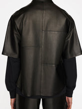 Load image into Gallery viewer, Men’s Half Sleeves Black Genuine Sheepskin Leather Shirt