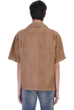 Load image into Gallery viewer, Men’s Half Sleeves Cream Brown Suede Leather Shirt