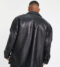 Load image into Gallery viewer, Men’s Oversized Black Trucker Leather Shirt