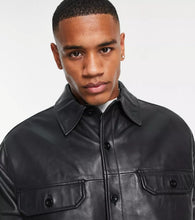 Load image into Gallery viewer, Men’s Oversized Black Trucker Leather Shirt