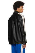 Load image into Gallery viewer, Men’s Stylish Black Genuine Leather Shirt With White Stripes