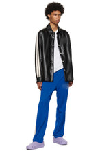 Load image into Gallery viewer, Men’s Stylish Black Genuine Leather Shirt With White Stripes