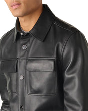 Load image into Gallery viewer, Men’s Trendy Black Classic Trucker Leather Shirt
