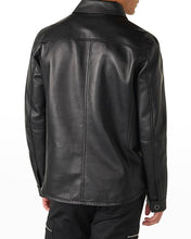 Load image into Gallery viewer, Men’s Trendy Black Classic Trucker Leather Shirt