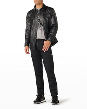 Load image into Gallery viewer, Men’s Trendy Black Classic Trucker Leather Shirt