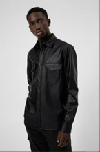 Load image into Gallery viewer, Men’s Trendy Black Genuine Leather Shirt