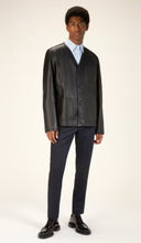 Load image into Gallery viewer, Men’s V-Neck Black Genuine Leather Shirt