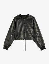 Load image into Gallery viewer, Women’s Black Leather Bomber Jacket