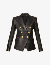 Load image into Gallery viewer, Women’s Black Leather Blazer Golden Button