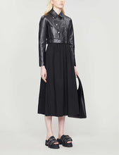 Load image into Gallery viewer, Women’s Black Leather Cropped Biker Jacket