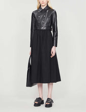 Load image into Gallery viewer, Women’s Black Leather Cropped Biker Jacket