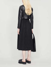 Load image into Gallery viewer, Women’s Black Leather Cropped Biker Jacket