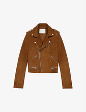 Load image into Gallery viewer, Women’s Brown Suede Leather Biker Jacket