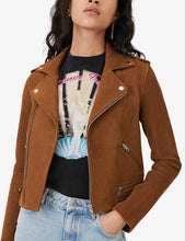 Load image into Gallery viewer, Women’s Brown Suede Leather Biker Jacket