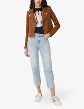 Load image into Gallery viewer, Women’s Brown Suede Leather Biker Jacket
