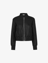 Load image into Gallery viewer, Women's Black Leather Bomber Jacket