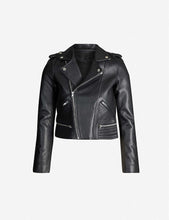 Load image into Gallery viewer, Women’s Black Leather Biker Jacket