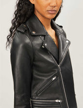 Load image into Gallery viewer, Women’s Black Leather Biker Jacket