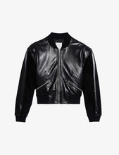Load image into Gallery viewer, Women's Black Leather Bomber Jacket