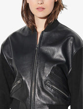 Load image into Gallery viewer, Women's Black Leather Bomber Jacket