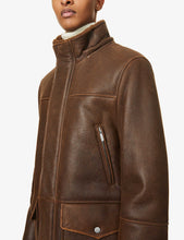 Load image into Gallery viewer, Men's Removable Hooded Brown Leather Shearling Trench Coat