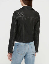 Load image into Gallery viewer, Women’s Distressed Black Leather Biker Jacket