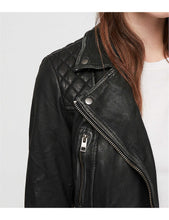 Load image into Gallery viewer, Women’s Distressed Black Leather Biker Jacket