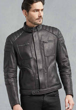 Load image into Gallery viewer, Men’s Black Leather Biker Jacket Uk
