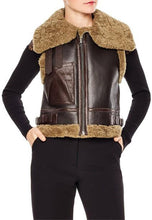 Load image into Gallery viewer, Women’s Dark Brown Leather Shearling Vest