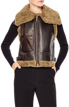 Load image into Gallery viewer, Women’s Dark Brown Leather Shearling Vest
