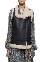 Load image into Gallery viewer, Women’s Black Leather Shearling Vest