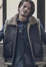 Load image into Gallery viewer, Men’s Dark Brown Leather Shearling Vest